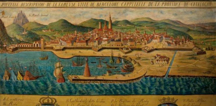 Crèdits d'imatge: Nouvelle description de la fameuse ville de Barcelone cappitalle de la province de Catalogne (Museu Marítim de Barcelona).